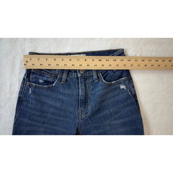 Abercrombie & Fitch Boyfriend Mid Rise Distressed Jeans Women's 24/00 Blue Denim - Picture 7 of 8